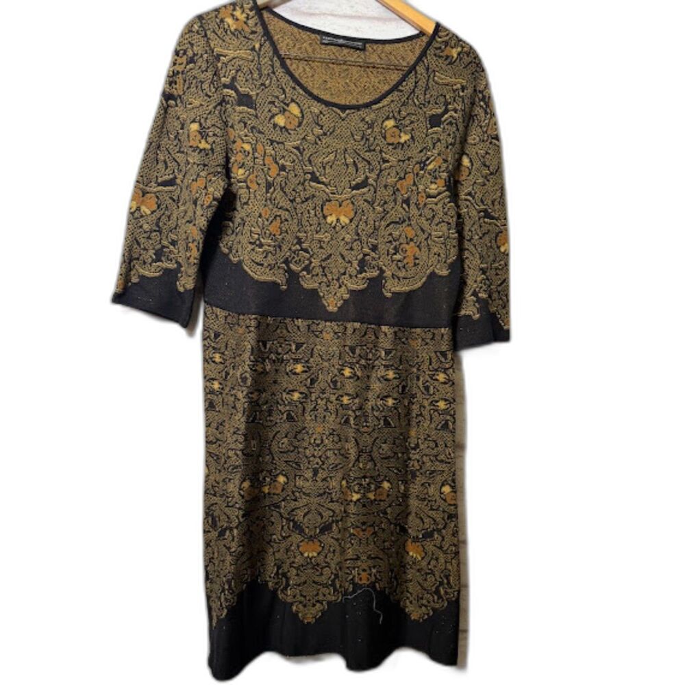 Peruvian Connection Barocco Dress Knit Sweater Holiday Fall Family Photos Boho L - Picture 2 of 5